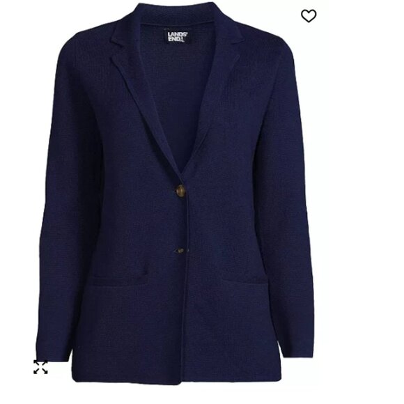 Lands' End Fine Gauge Cotton Button Front Blazer Sweater - Size XL 100% Cotton - Picture 1 of 6